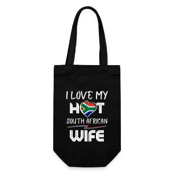 Funny I Love My Hot South African Wife Husband - Geschenkbeutel für Flaschen - Schwarz - Vorne