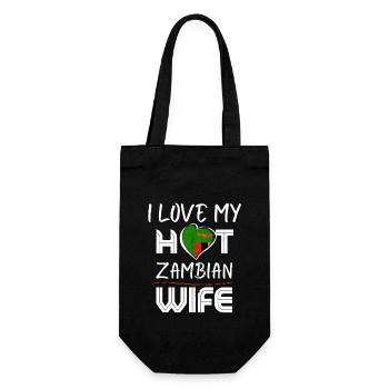 Funny I Love My Hot Zambian Wife Husband - Geschenkbeutel für Flaschen - Schwarz - Vorne
