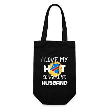 Funny Congolese Husband Congo Proud Wife - Geschenkbeutel für Flaschen - Schwarz - Vorne