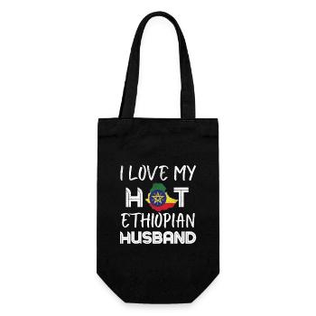 Funny Ethiopian Husband Proud Wife - Gift Bag for Bottles - black - Front