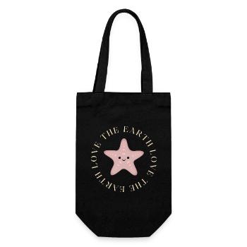 Seasternumarmung: Love the Earth - Geschenkbeutel für Flaschen - Schwarz - Vorne