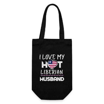 Funny Liberian Husband Proud Wife - Gift Bag for Bottles - black - Front