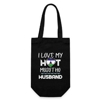 Funny Mosotho Husband Proud Wife - Geschenkbeutel für Flaschen - Schwarz - Vorne