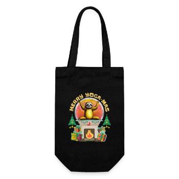 Merry Yoga-Mas Meditating Sloth Namaste Christmas - Gift Bag for Bottles - black - Front