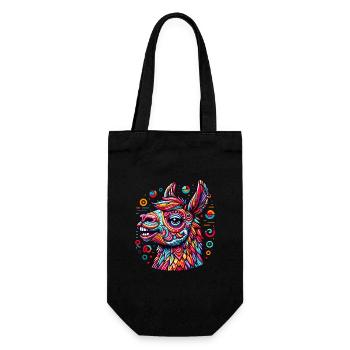 ALPACA HIPPIE TATTOO COLORFUL COLORFUL RAINBOW - Gift Bag for Bottles - black - Front