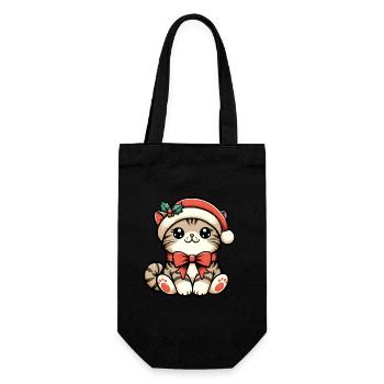 HAUSKATZE MIEZE KÄTZCHEN HAUSTIER WEIHNACHTSMÜTZE - Geschenkbeutel für Flaschen - Schwarz - Vorne