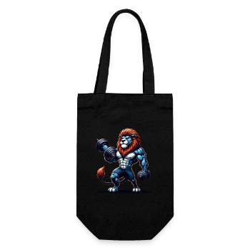POWERFUL LION POWER MUSCLE BUILDING WEIGHTLIFTING GYM - Gift Bag for Bottles - black - Front