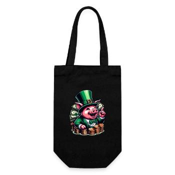 LUCKY PIG JACKPOT MONEY RICH PROSPERITY GREEN - Gift Bag for Bottles - black - Front