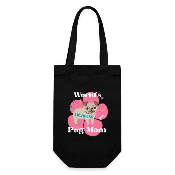 World's Okayest Pug Mom Pug Mom Gift - Gift Bag for Bottles - black - Front