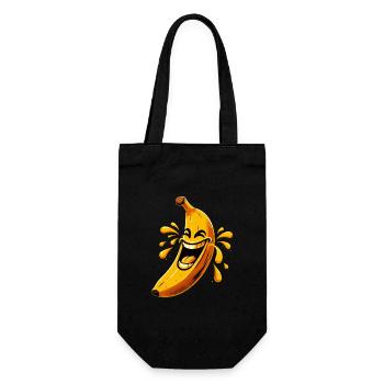 LACHENDE BANANE GLÜCKLICHE FRUCHT HAPPY SMILE WITZ - Geschenkbeutel für Flaschen - Schwarz - Vorne