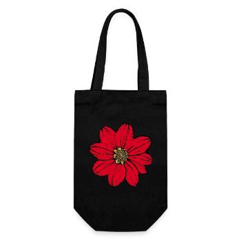 Blume rot rote Blume Blumen Geschenk - Geschenkbeutel für Flaschen - Schwarz - Vorne