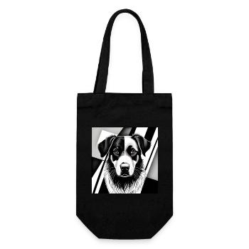 Collie: Kubistisches Schwarz-Weiß - Geschenkbeutel für Flaschen - Schwarz - Vorne