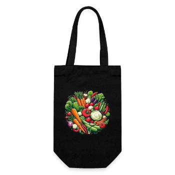 PLATEAU DE LÉGUMES, LÉGUME, PLANTE, COLORÉ, VÉGÉTARIEN, VÉGÉTALIEN - Sac à bouteille - noir - Devant