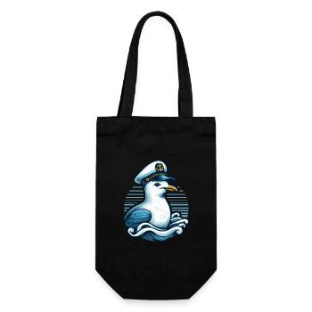 MÖWE KAPITÄN MÜTZE MEER WELLEN MARITIM BLAU ANKER - Geschenkbeutel für Flaschen - Schwarz - Vorne