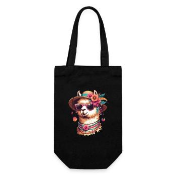 TSCHAKKA ALPAKA HIP TRENDY BLUME SONNENHUT FLOWER - Geschenkbeutel für Flaschen - Schwarz - Vorne