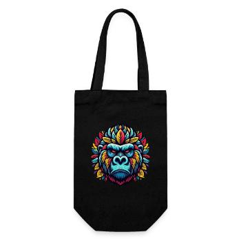 GORILLA, MONKEY, ANIMAL, COLORFUL, AUTUMN, LEAVES, SERIOUS, ANGRY - Gift Bag for Bottles - black - Front