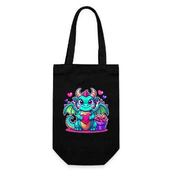 Farbenfroher Drache - Geschenkbeutel für Flaschen - Schwarz - Vorne