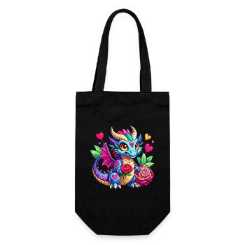 Farbenfroher Drache - Geschenkbeutel für Flaschen - Schwarz - Vorne