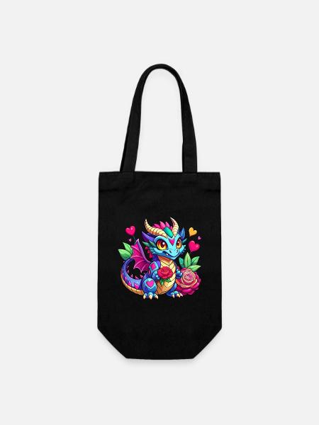 Farbenfroher Drache - Geschenkbeutel für Flaschen - Schwarz