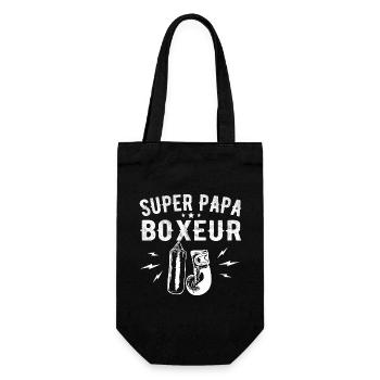 Super Papa Boxeur Père Papa Boxe - Cadeau Boxeur - Sac à bouteille - noir - Devant
