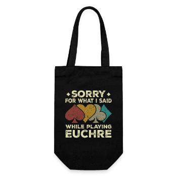 Tut mir leid für das, was ich gesagt habe, während ich Euchre gespielt habe - Geschenkbeutel für Flaschen - Schwarz - Vorne