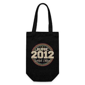 Born in June 2012 Birthday 12012 June 2012 June - Gift Bag for Bottles - black - Front