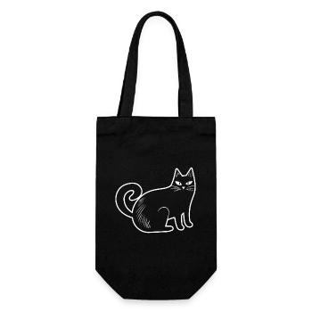 Katzen Katzendame Katzenfreund - Geschenkbeutel für Flaschen - Schwarz - Vorne