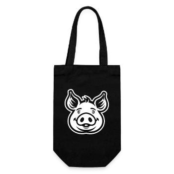 Schwein Schweinchen - Geschenkbeutel für Flaschen - Schwarz - Vorne