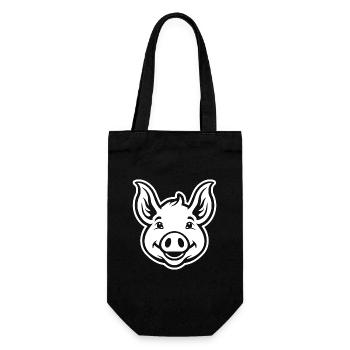 Schwein Schweinchen - Geschenkbeutel für Flaschen - Schwarz - Vorne