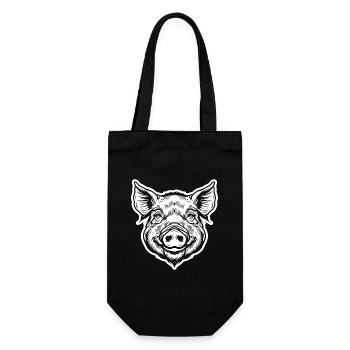 Schwein Schweinchen - Geschenkbeutel für Flaschen - Schwarz - Vorne