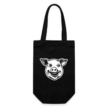 Schwein Schweinchen - Geschenkbeutel für Flaschen - Schwarz - Vorne