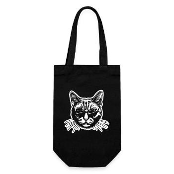 Katze Katzen Katzendame Katzenfreund Katzengesicht - Geschenkbeutel für Flaschen - Schwarz - Vorne