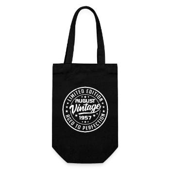 August 1957 Vintage 1957 August Birthday Gift - Gift Bag for Bottles - black - Front