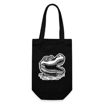 Krokodil Alligator - Geschenkbeutel für Flaschen - Schwarz - Vorne