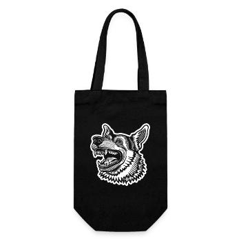 Schäferhund Hund Hundekopf - Geschenkbeutel für Flaschen - Schwarz - Vorne