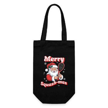 Weihnachtsmann mit Squashschläger Merry Squashmas - Geschenkbeutel für Flaschen - Schwarz - Vorne