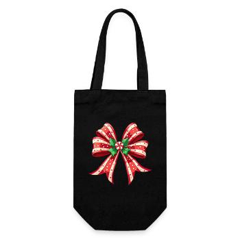 Weihnachtsgeschenk mit Zuckerrohrschleife - Geschenkbeutel für Flaschen - Schwarz - Vorne