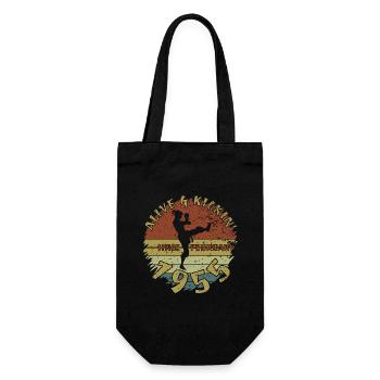 70. Geburtstag Alive and kickin since 02/1955 - Geschenkbeutel für Flaschen - Schwarz - Vorne