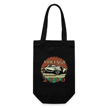 25. Geburtstag - Klassiker - Vintage since 02/2000 - Geschenkbeutel für Flaschen - Schwarz - Vorne
