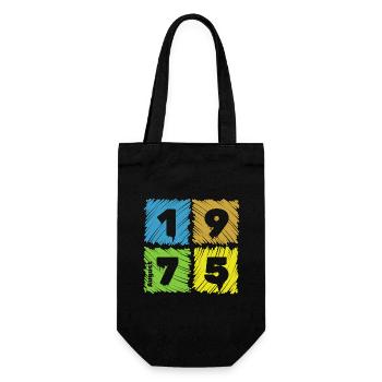 50th Birthday Colored Patches since 08/1975 - Gift Bag for Bottles - black - Front