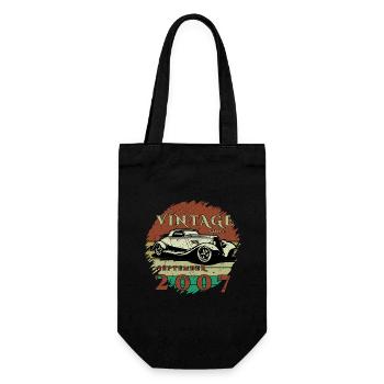 18th Birthday - Classic - Vintage since 09/2007 - Gift Bag for Bottles - black - Front