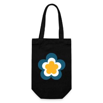70s Flower Pattern Green, Carnival, Mardi Gras - Gift Bag for Bottles - black - Front