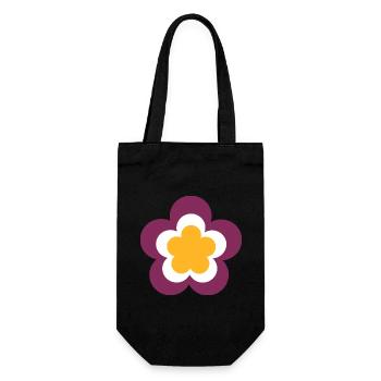 70er Jahre Blume Muster Retro Hippie Festival - Geschenkbeutel für Flaschen - Schwarz - Vorne