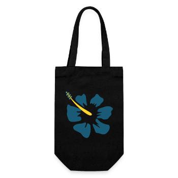 Hibiscus. blue hibiscus flower - Gift Bag for Bottles - black - Front