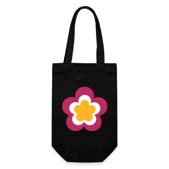70s Flower Pattern Violet, Fascife, - Gift Bag for Bottles - black - Front