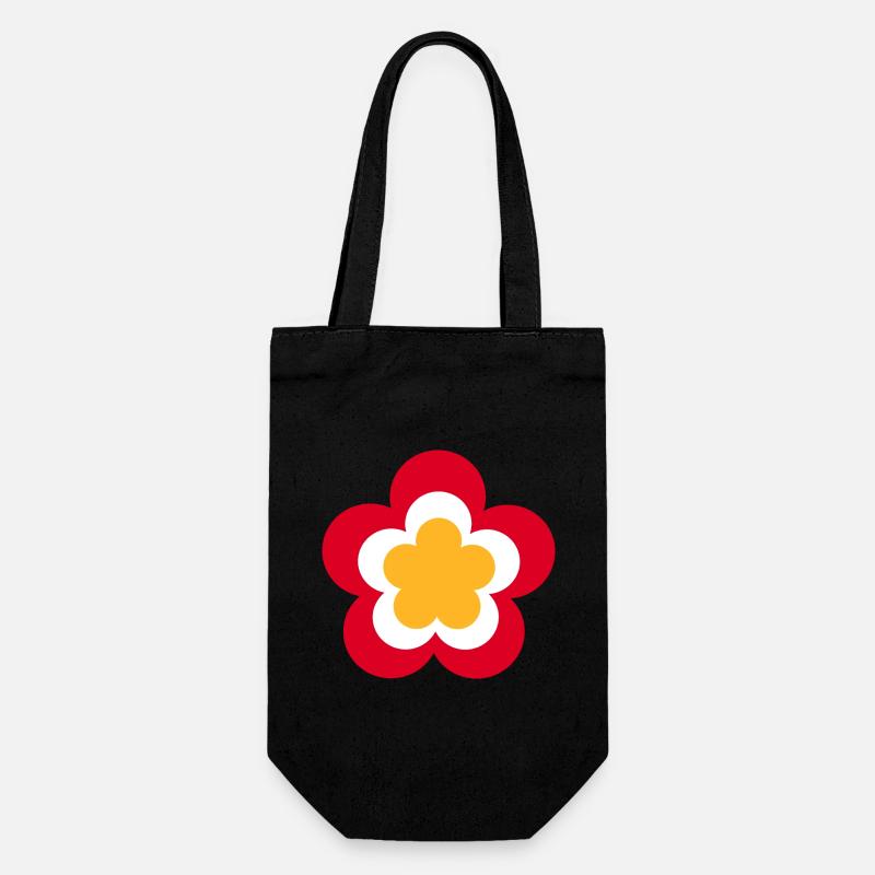 70er Jahre Blume Muster rot - Geschenkbeutel für Flaschen - Schwarz