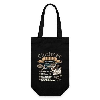 Oldtimer Motiv 1962 Jahrgang Geburtstag Geschenk - Geschenkbeutel für Flaschen - Schwarz - Vorne