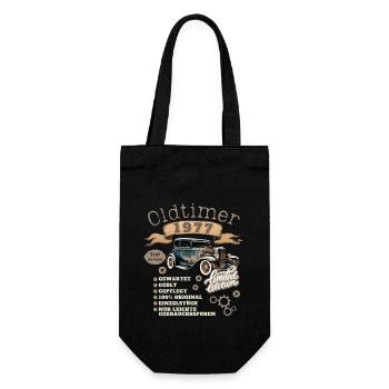 Oldtimer Motiv 1977 Jahrgang Geburtstag Geschenk - Geschenkbeutel für Flaschen - Schwarz - Vorne
