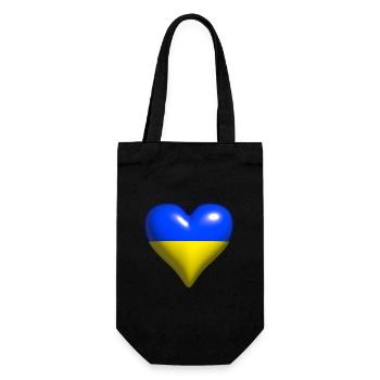 Ukraine Sweden shiny heart blue yellow - Gift Bag for Bottles - black - Front