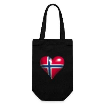 Norvège cœur brillant rouge blanc drapeau bleu - Sac à bouteille - noir - Devant